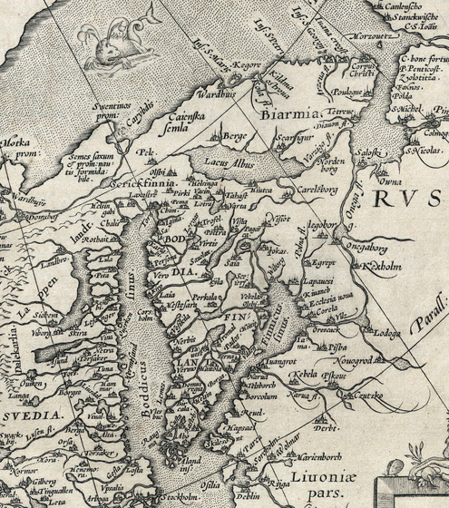 Országos Széchényi Könyvtár: Finnország  térképe a XVI. század második feléből