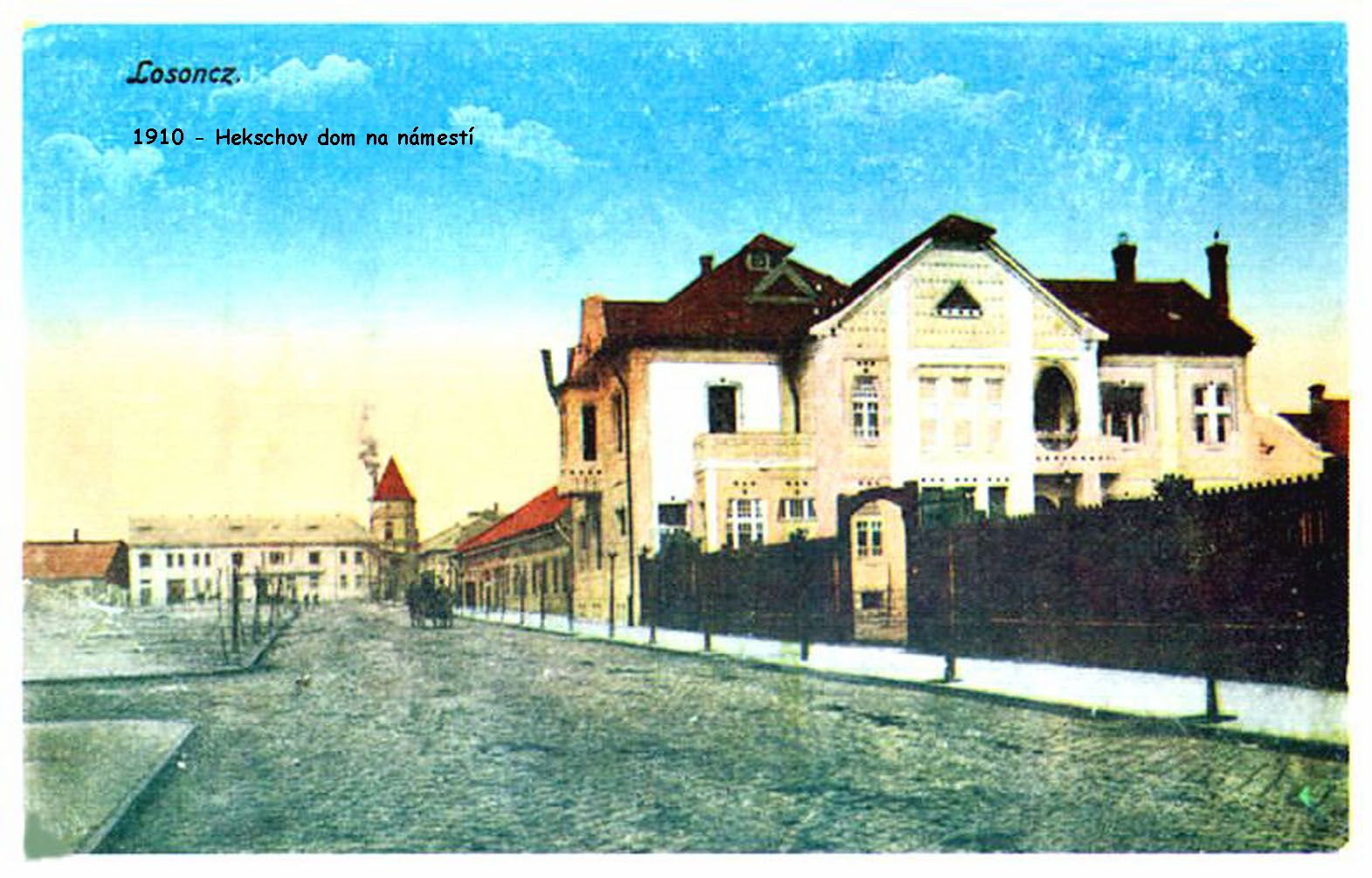 1910 - Hekschov dom na Námestí republiky, v pozadí Herzoghov