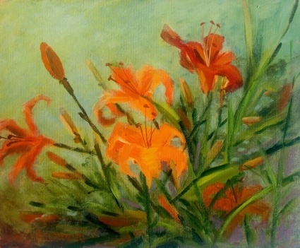 modern impressionist day lily flowers