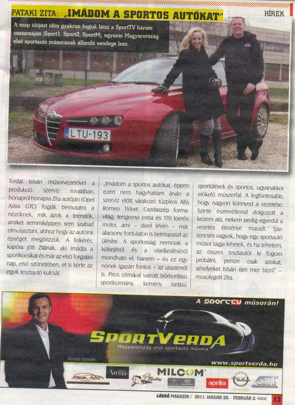 Pataki Zita és Tordai István - Lóerő Magazin (Alfa Romeo 159)