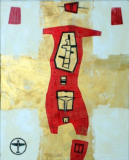 1 REGRESSUS AD UTERUM 1, olaj, vászon,linó, 60x50cm, 2003