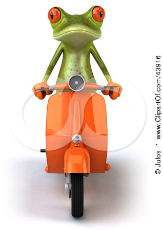 43916-Clipart-Illustration-Of-A-Cute-3d-Green-Tree-Frog-Riding-F