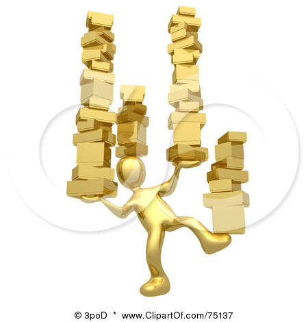 75137-Royalty-Free-RF-Clipart-Illustration-Of-A-3d-Gold-Man-Bala