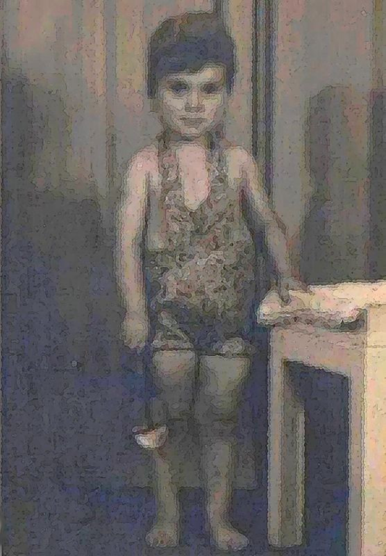 Kislány fürdőruhában-színes rézkarc