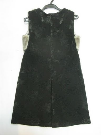 90802A-03  PRADA BLACK COTTON JERSEY&POLYESTER&VELOUR DRESS SIZE