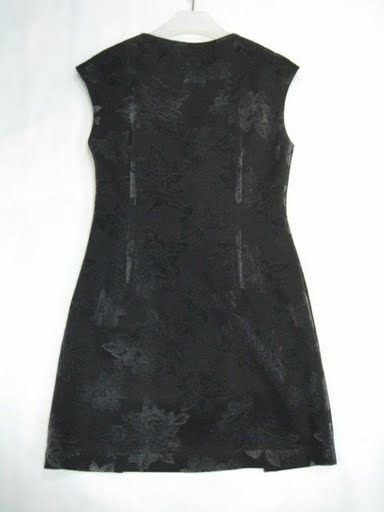 90807A-05 PRADA BLACK COTTON&POLYESTER&VELOUR DRESS SIZE 2 4 6(B