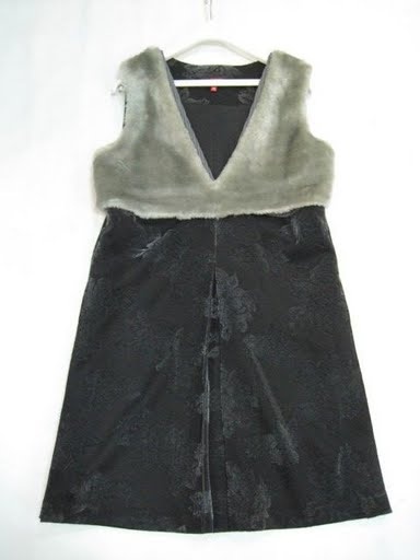 90807A-08 PRADA BLACK COTTON&VELOUR DRESS SIZE 2 4 6 PRICE USD 4