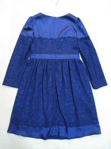 90805B-14A CHANEL BLUE RAYON&LACE DRESS SIZE 2 4 6(BACK) PRICE U