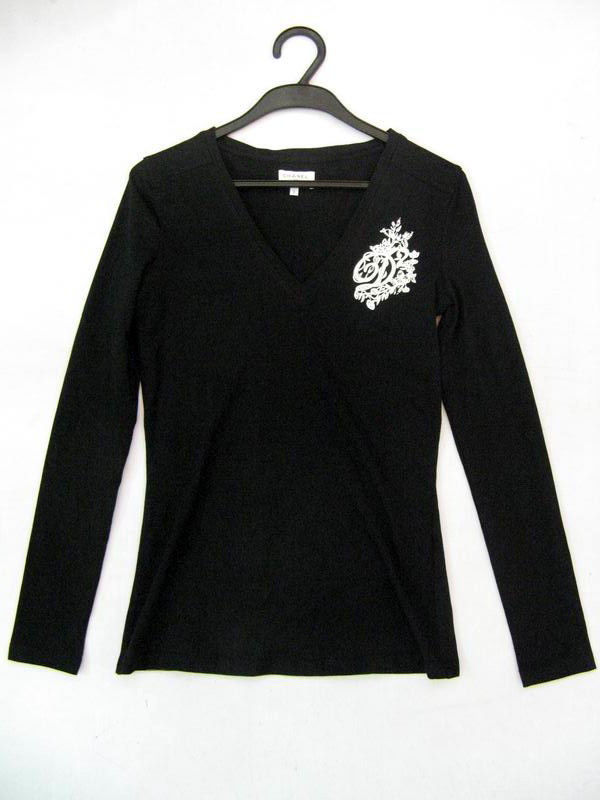 90926B-41A CHANEL BLACK COTTON JERSEY TOP SIZE 2 4 6 PRICE USD 2