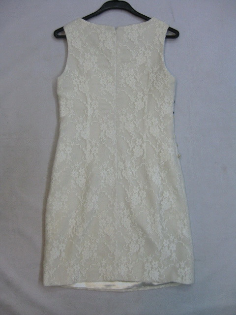 91017A-04 CHANEL WHITE WOOL&COTTON DRESS SIZE 2 4 6 (BACK) PRICE