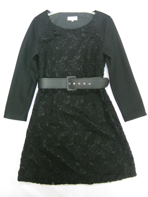 91021A-35A  CHANEL  WOOL LACE DRESS SIZE 2 4 6 PRICE USD54