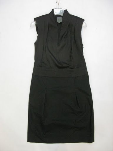 90715A-26B CK BLACK SILK SATIN&COTTON DRESS SIZE 2 4 6 PRICE USD