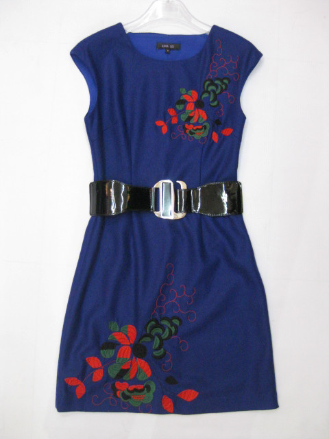 91010A-03 ANNA SUI BLUE WOOL DRESS SIZE 2 4 6 PRICE USD45