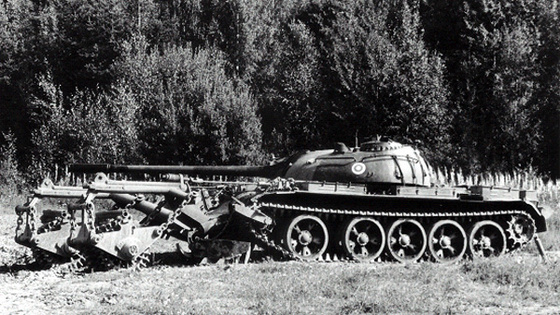 T-55 with mine roller (Soviet Union)